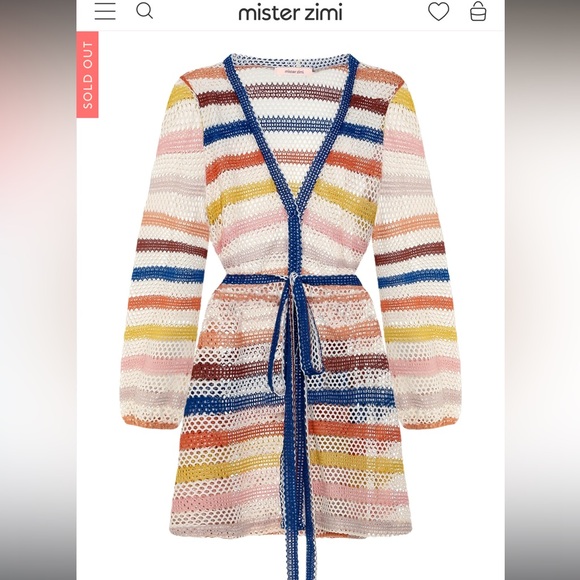 Poolside Mini Robe In Beach Stripe - Picture 2 of 5